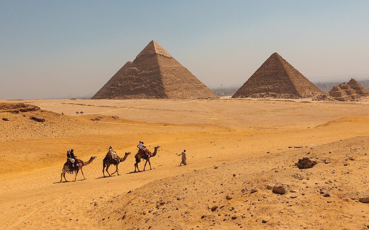 The pyramids at Giza, one of the landmarks in Postcard Pinpoint